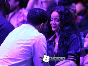 Drake and Rihanna at the Clippers game in LA