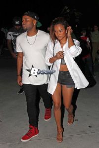 *EXCLUSIVE* Karrueche Tran and a date arrive at the LA Clippers Game