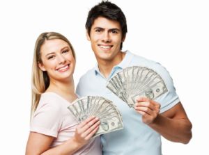 Couple Fanning Out Cash - Isolated