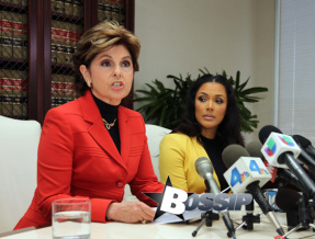 Gloria Allred gives a press conference with Floyd mayweathers ex fiancee Shantel Jackson to announce a law suit.