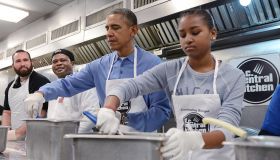 President Obama and Malia At Soup Kitchen