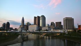 Downtown City skyline along the River, Columbus, Ohio, USA