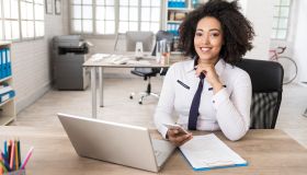 African businesswoman in modern workplace