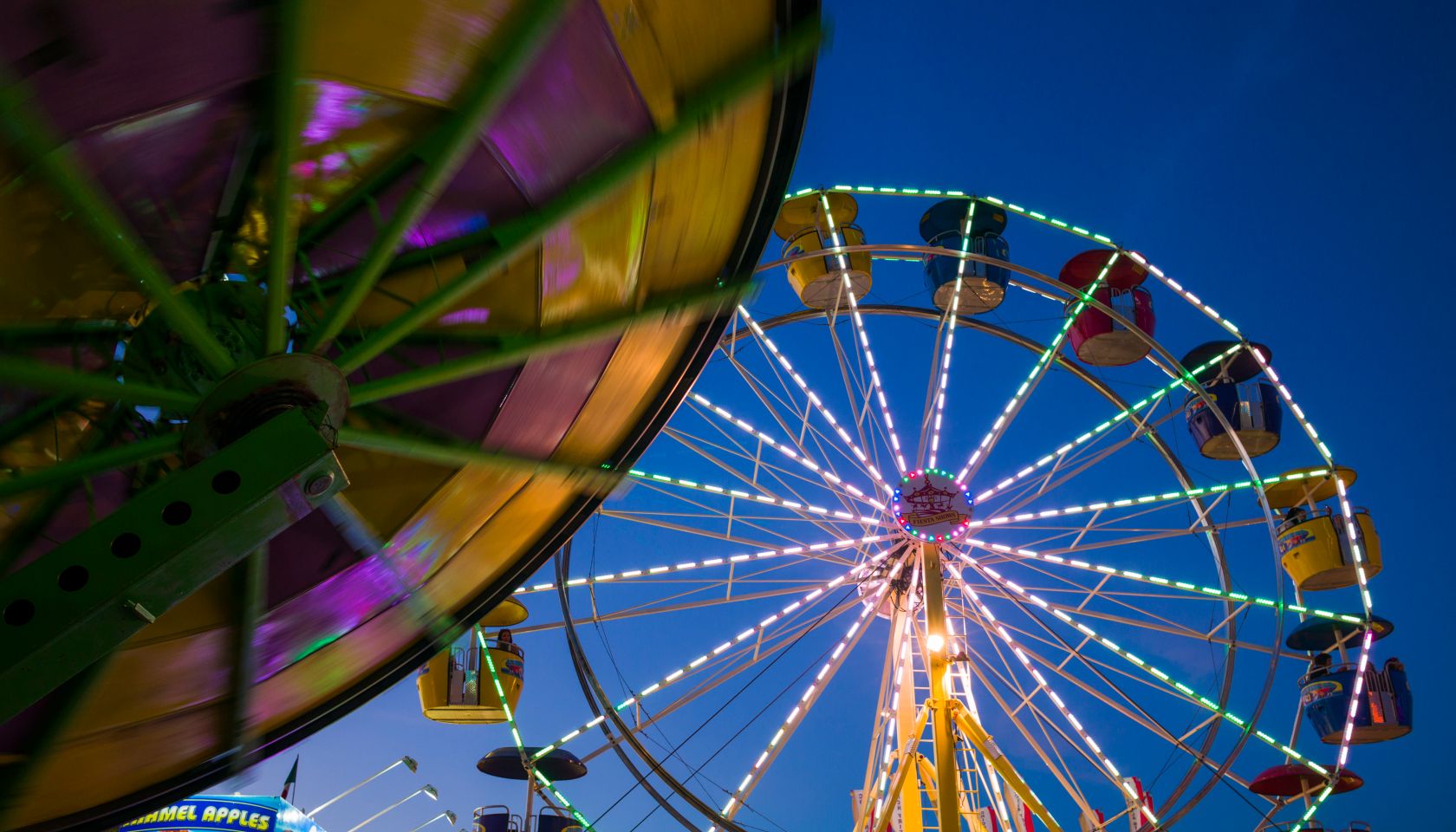 USA, Massachusetts, Cape Ann, Gloucester, Carnival rides during annual Saint Peters Fiesta