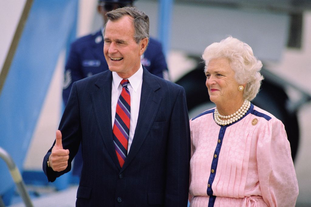 George and Barbara Bush Arriving in New Orleans