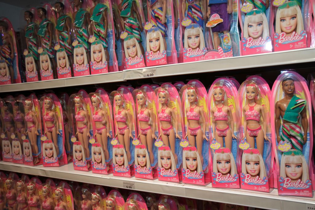 A Barbie retail display inside Toys R Us, Times Square.
