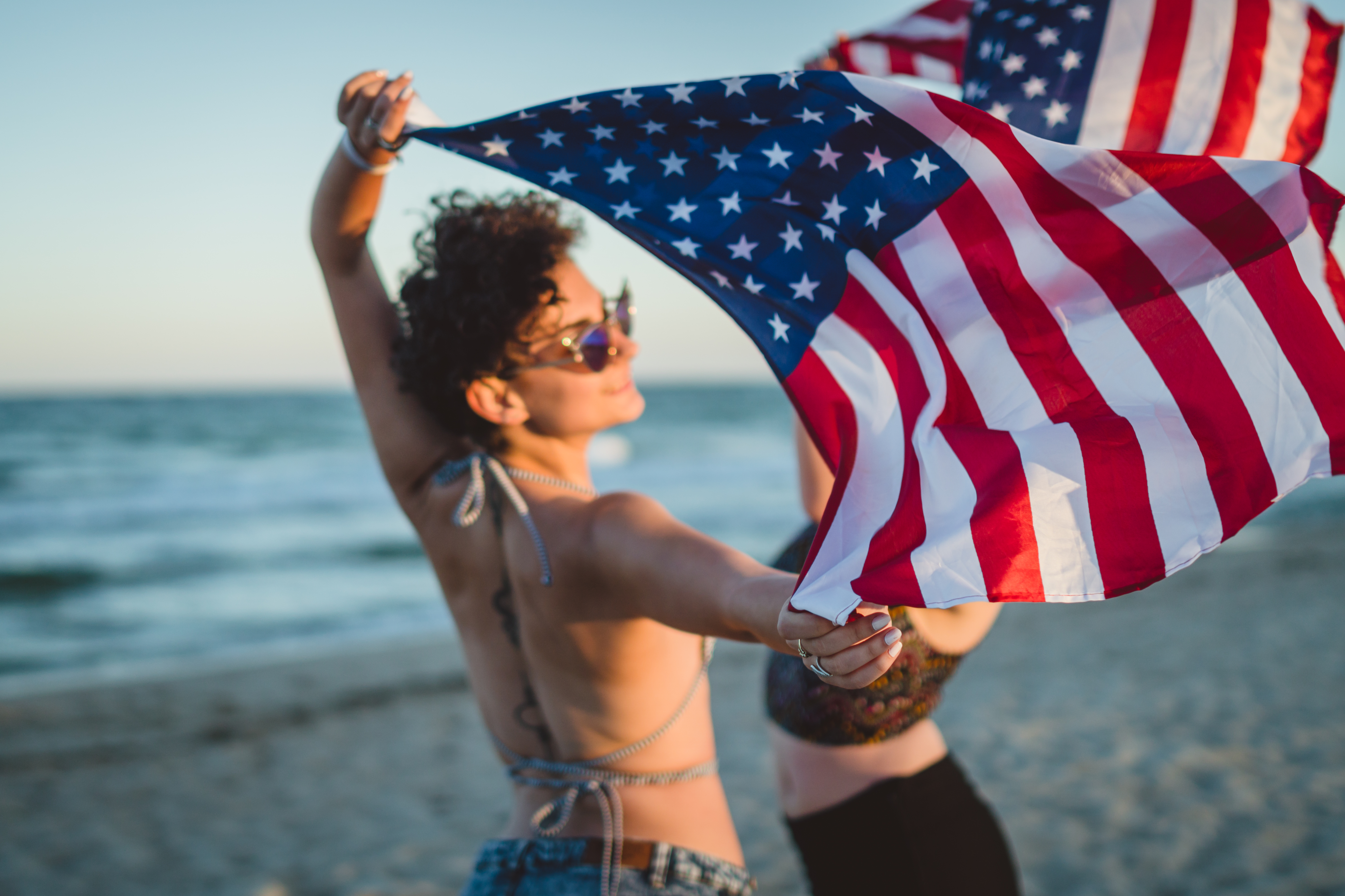Joyful American girls