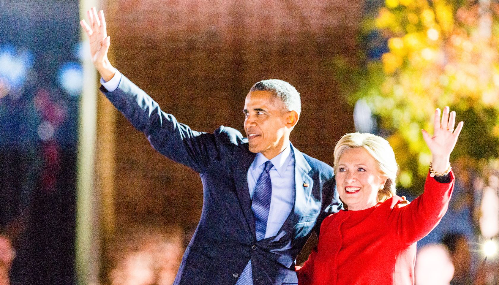 President Barack Obama and Hillary Clinton at a Hillary...