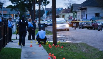 Cones Mark Spots of Shell Casings At Scene of A Shooting