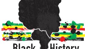 Black History month emblem design with side view of man