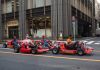 People driving karting cars dressed in super Mario, Kanto region, Tokyo, Japan...
