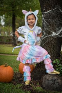 Young girl dressed up for Halloween.