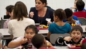 Celebrity chef Rachael Ray eats lunch wi