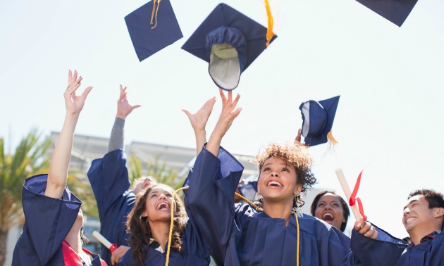 Graduates Throwing Caps