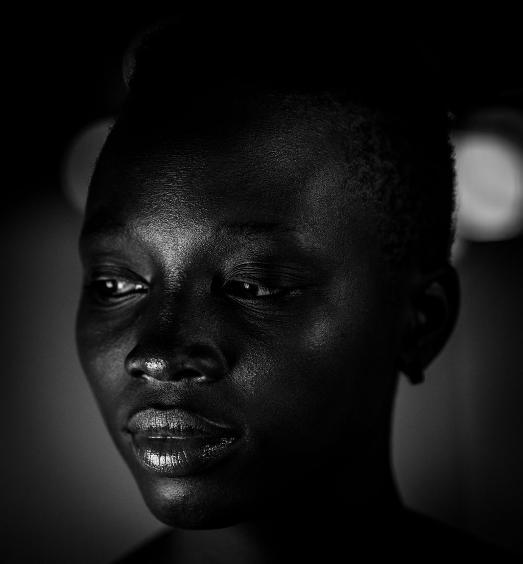 Black metallic girl portrait