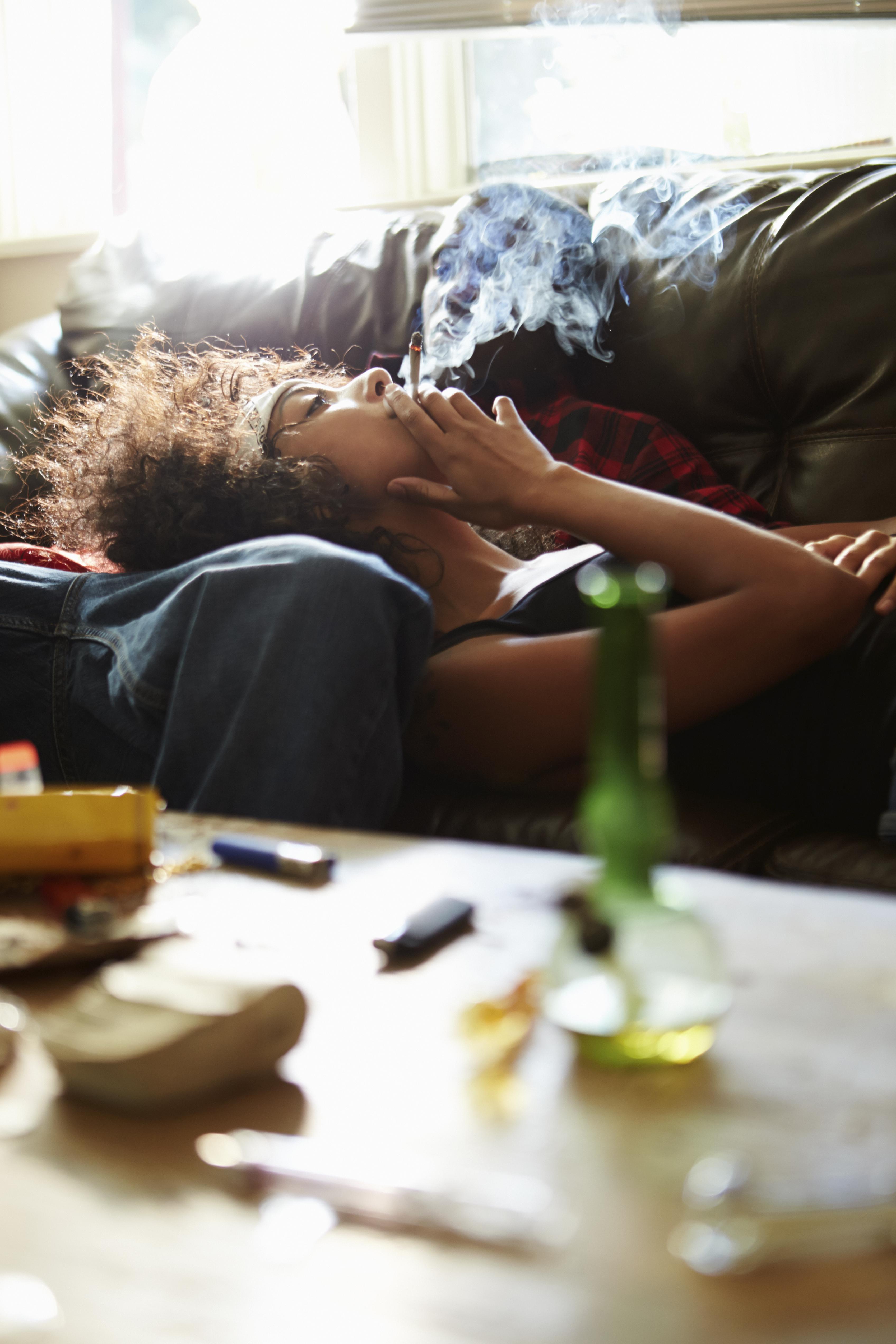 Couple Taking Drugs At Home Together