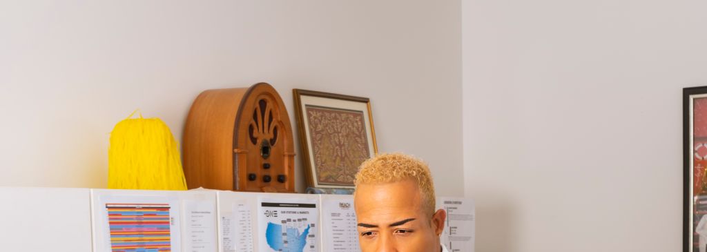 African American Man Staring At Computer