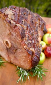 Baked Easter or Christmas Holiday Food, Roasted Pork Ham Dinner