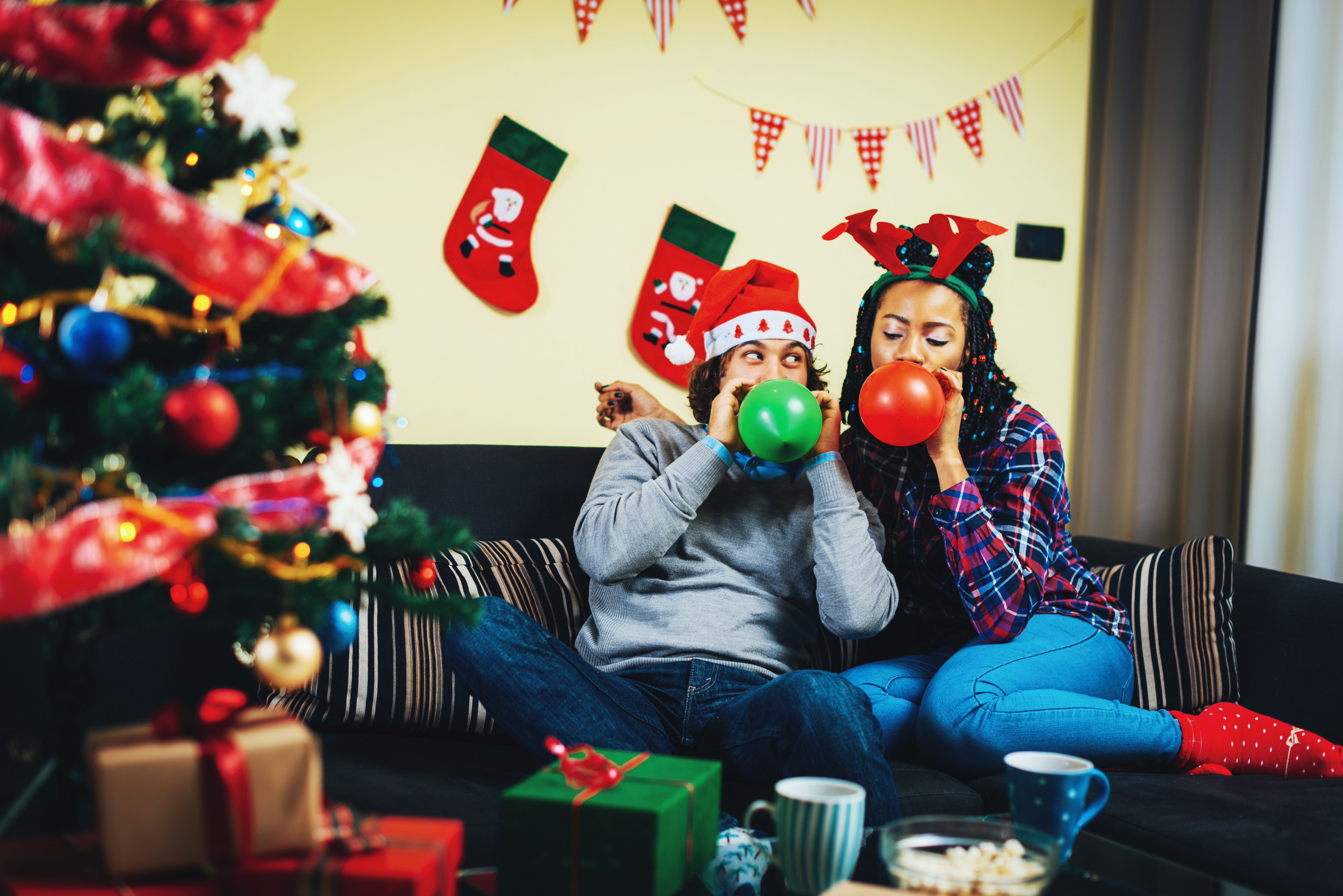 Multi ethnic couple in Germany celebrating Christmas