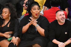 Lizzo attends the lakers game