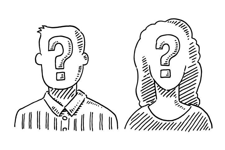 Unrecognizable People Question Mark Symbol Drawing