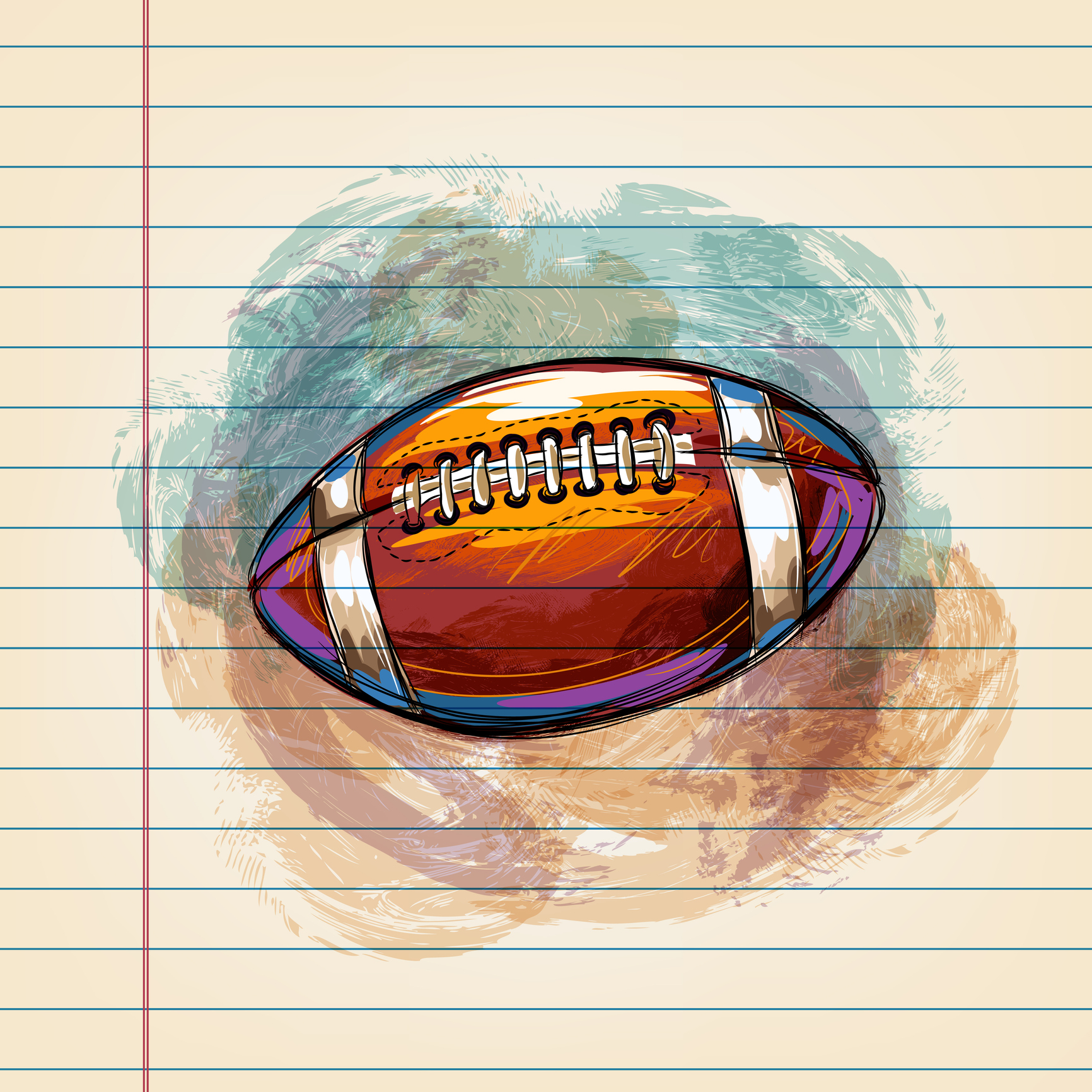 American football Drawing on Ruled Paper