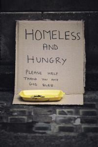 homeless and hungry sign