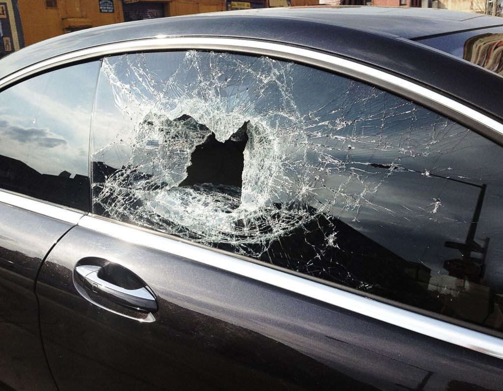 Smashed car window