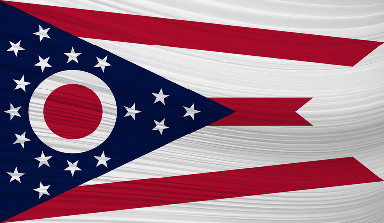 Waving flag of OHIO in United States.