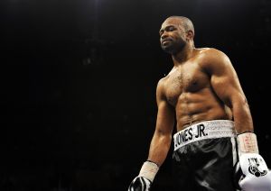Roy Jones Jr. reacts after being defeate