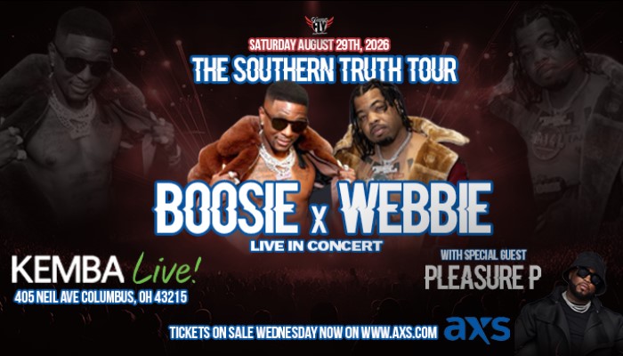 Poster for "The Southern Truth Tour" featuring Boosie and Webbie performing live in concert with special guest Pleasure P.